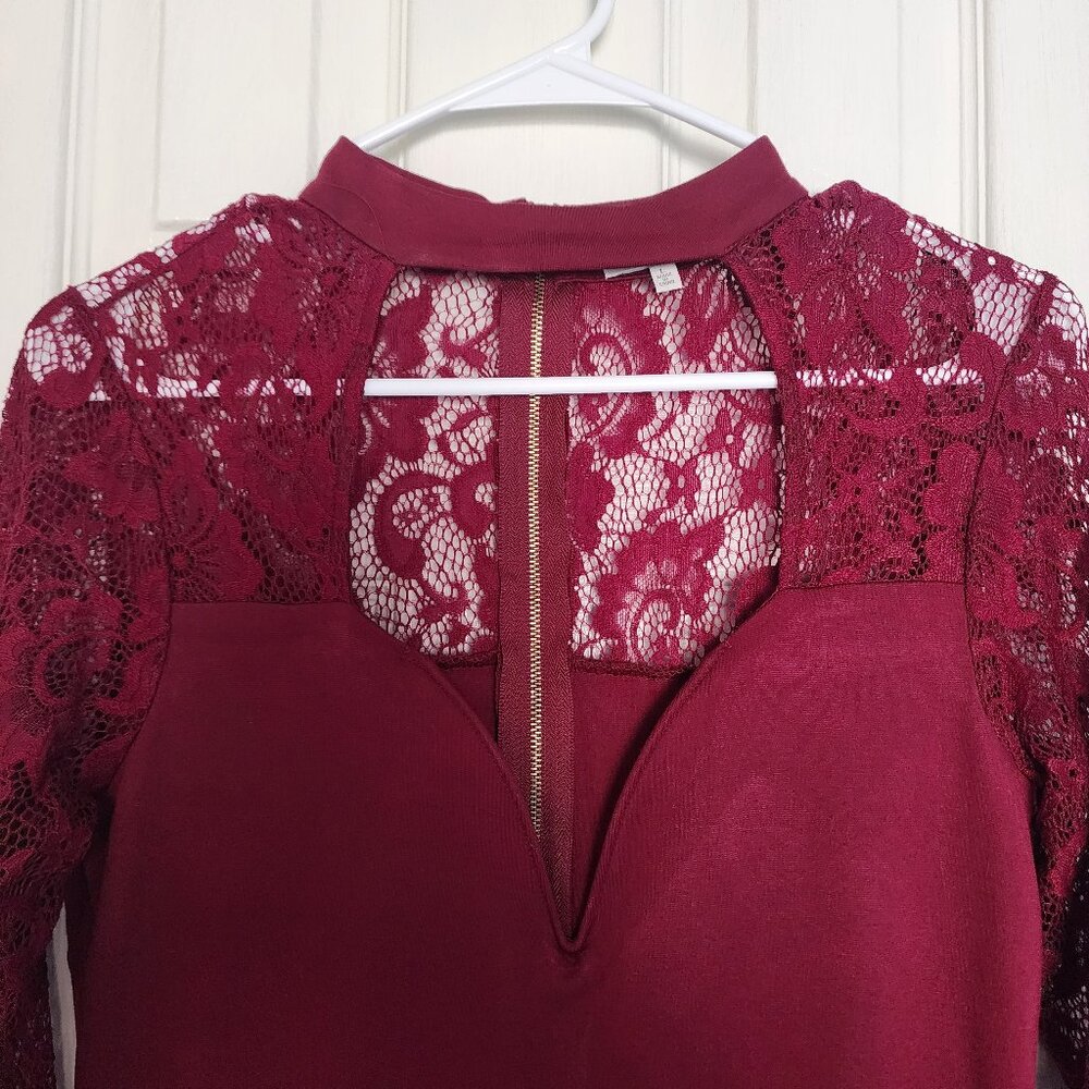 Charlotte Russe Maroon Bodycon Mini Dress | Large - Picture 3 of 5